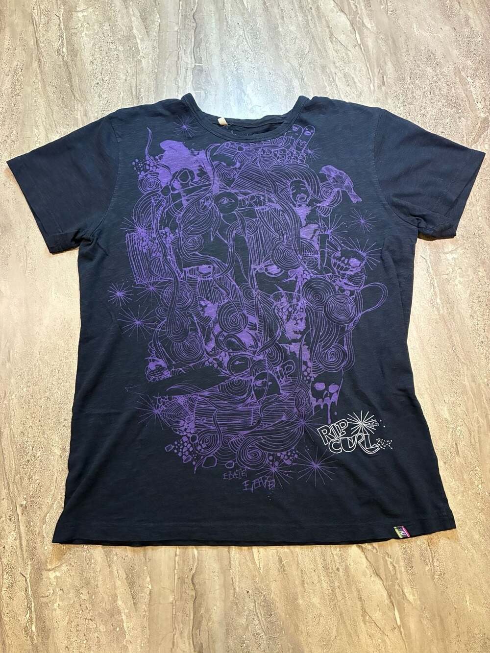 Vintage Y2K Rip Curl Europe Cyber Goth Skater Graphic Tee XXL
